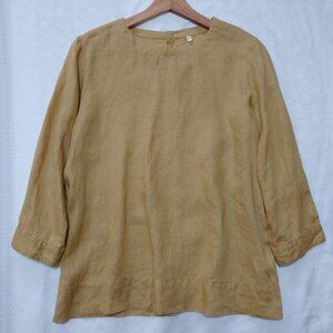 Navor Linen Blouse Shirt Mustard